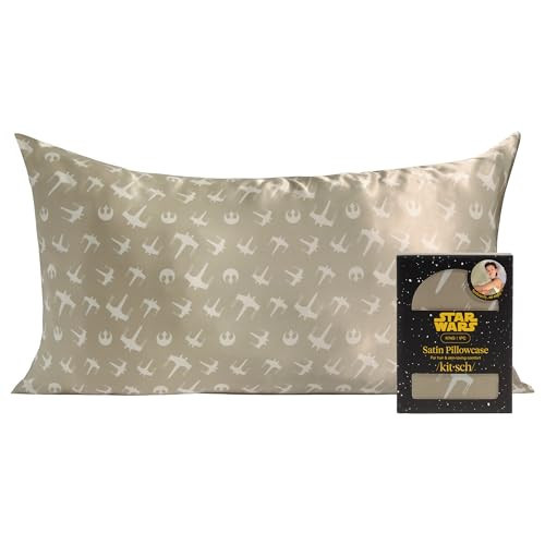 Kitsch x Star Wars Rebel Alliance Satin Pillowcase with Zipper for Hair & Skin - Softer Than Silk Pillow Cases, Smooth Cooling Satin Pillow Case, Wrinkle-Free King Size Satin Pillow Case (19x36) | Amazon (US)