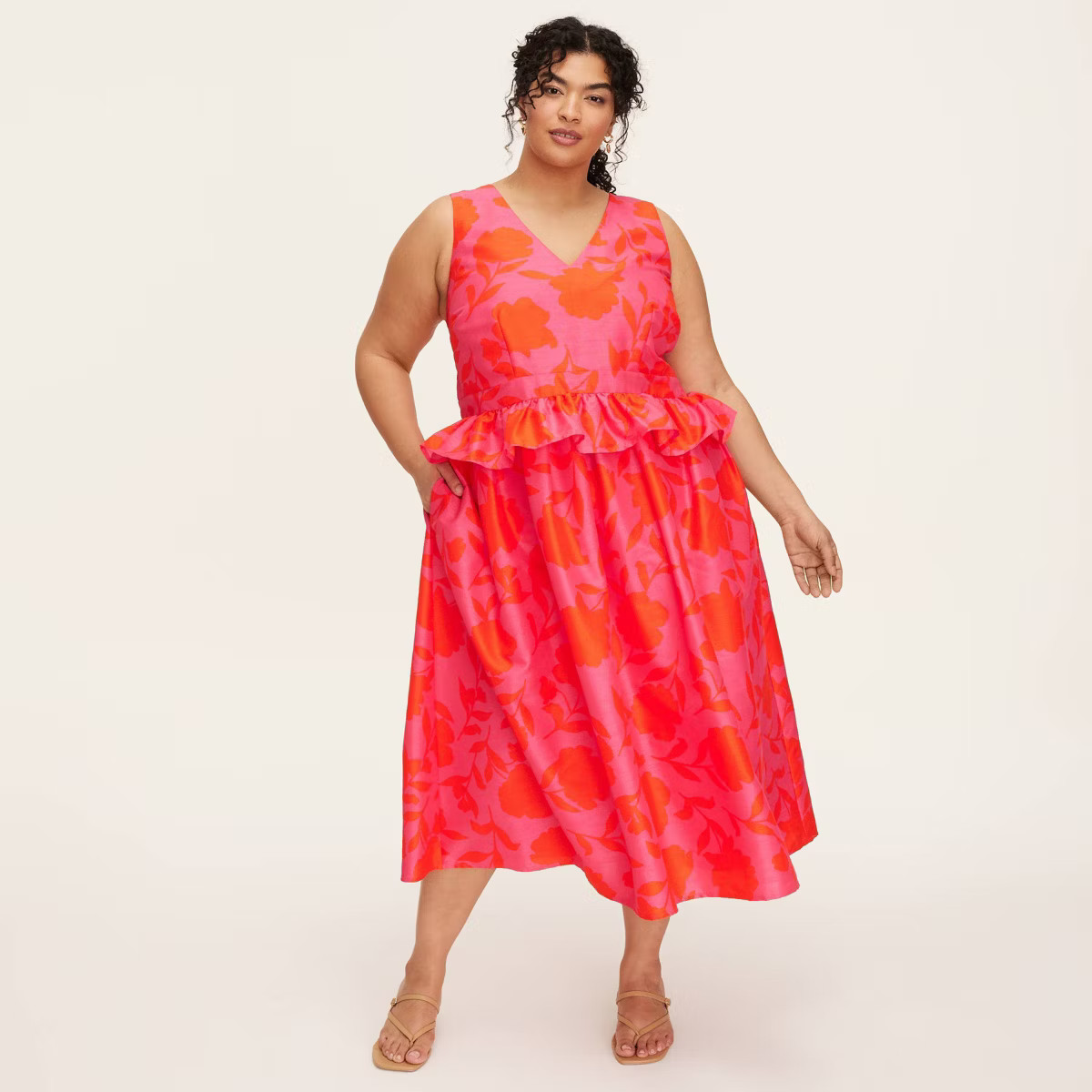 Women's Classic Rose Peplum Midi Dress -  kate spade new york x Target Pink/Red | Target