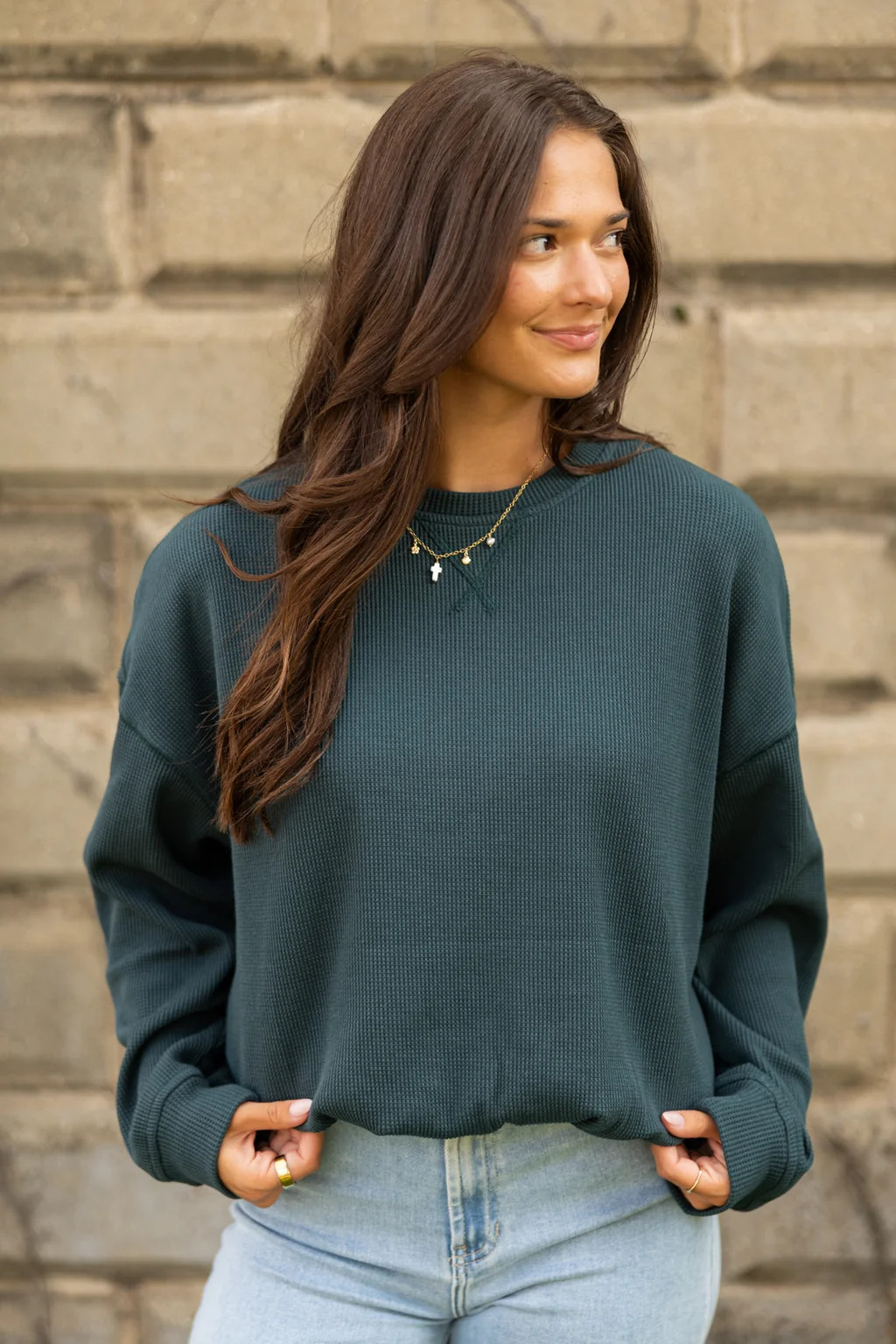Sophia Waffle Knit Bubble Hem | Shop Living in Yellow