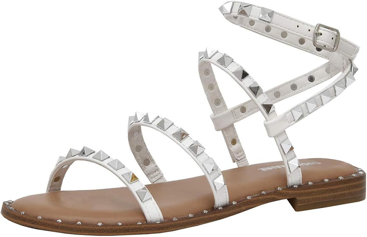 Women's Tatum Studded Ankle Strap Sandal with Memory Foam +Wide Widths Available | Amazon (US)