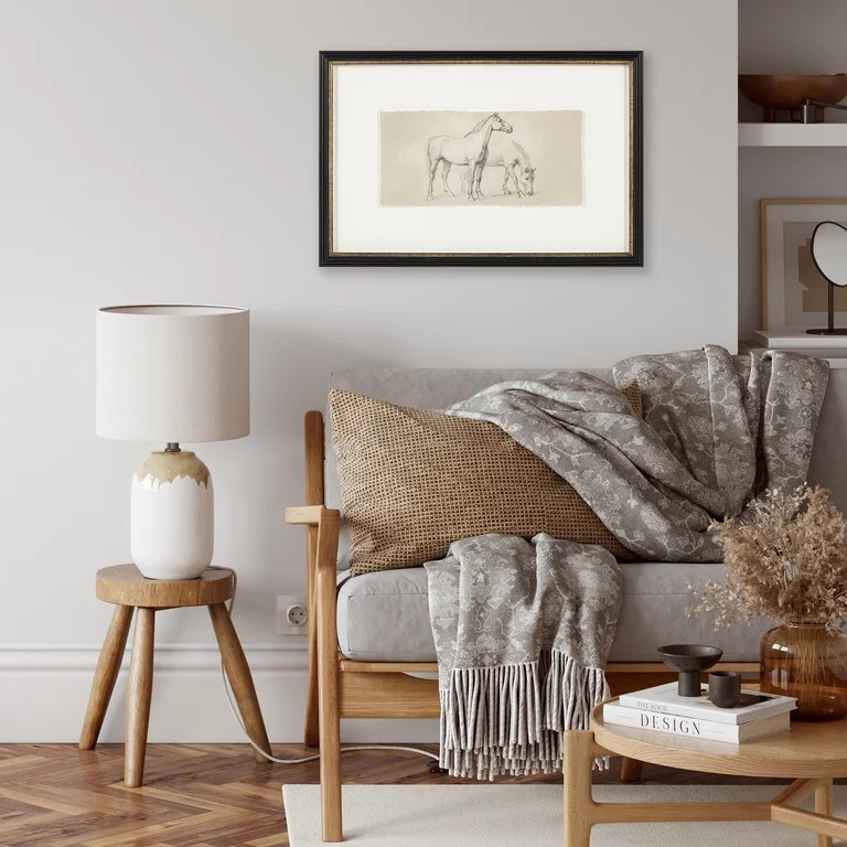 My Texas House Pair Horses Pencil Framed Art 24x16 | Walmart (US)