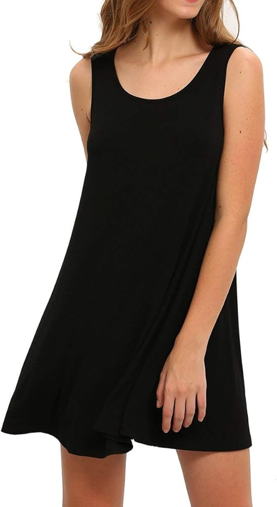 Romwe Women's Tank Dress Sleeveless Summer Loose Casual Swing T-Shirt Dresses | Amazon (US)