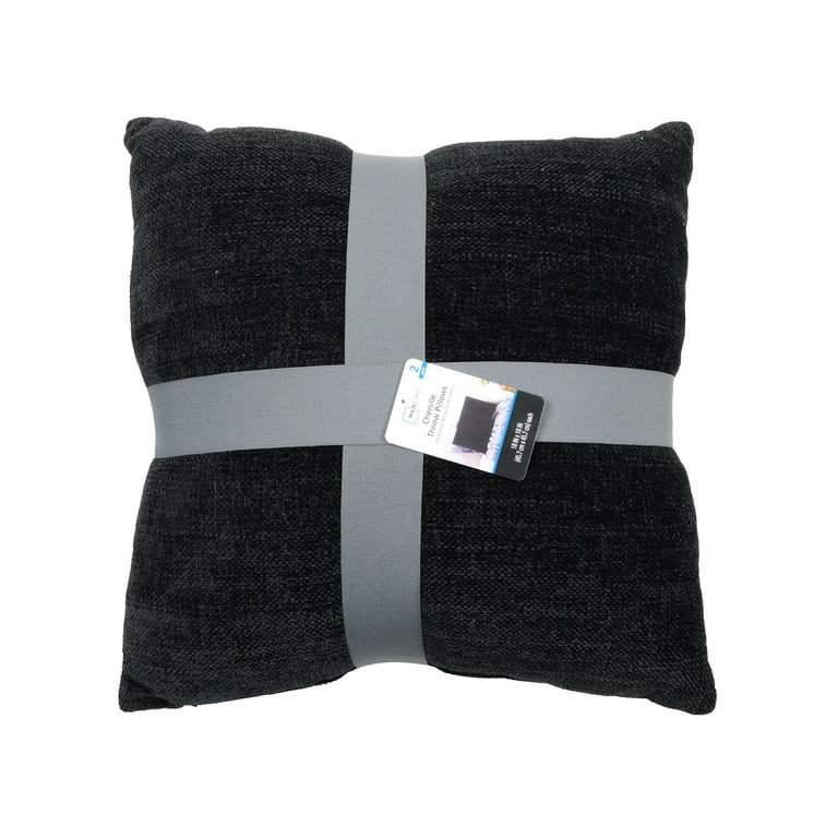 Mainstays 18" x 18" Solid Chenille Black Polyester Decorative Pillow Set (2 Count) | Walmart (US)