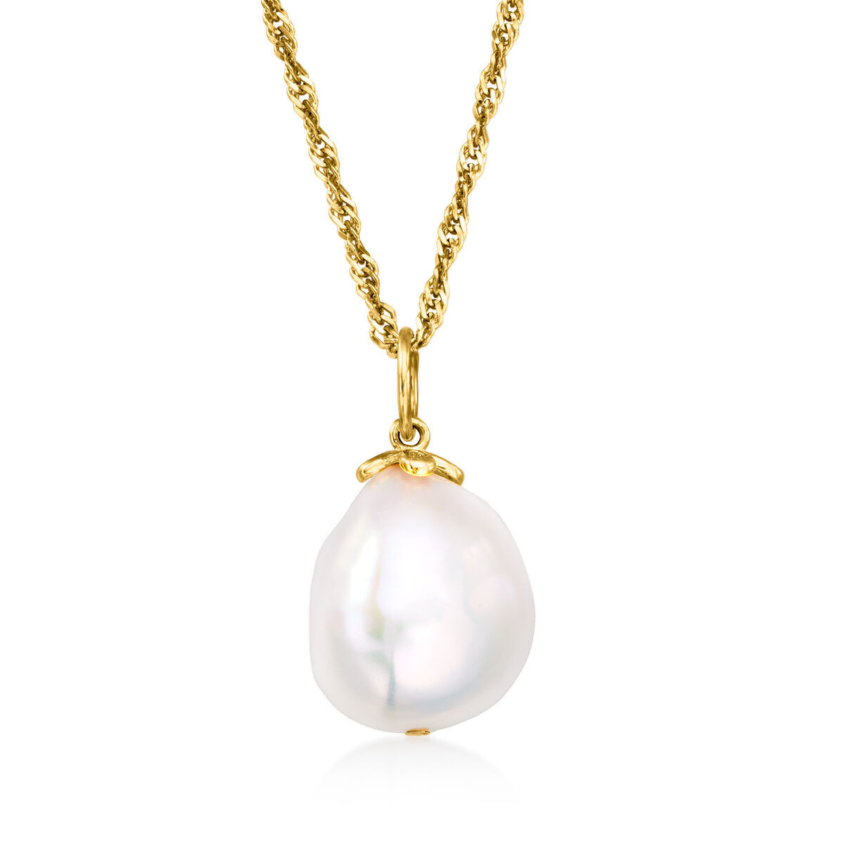 12-14mm Cultured Baroque Pearl Pendant Necklace in 18kt Gold Over Sterling | Ross-Simons