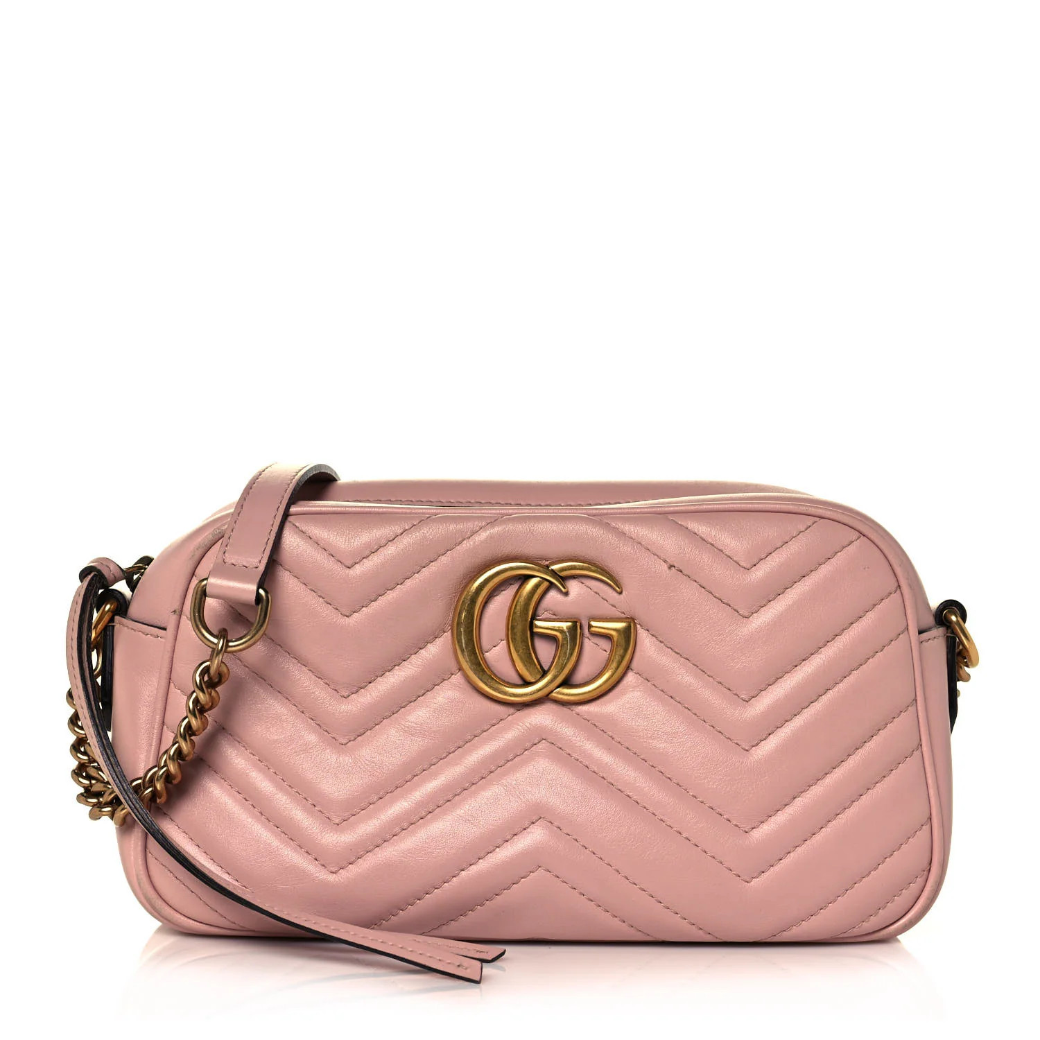 GUCCI Calfskin Matelasse Small GG Marmont Chain Shoulder Bag Perfect Pink | FASHIONPHILE | Fashionphile