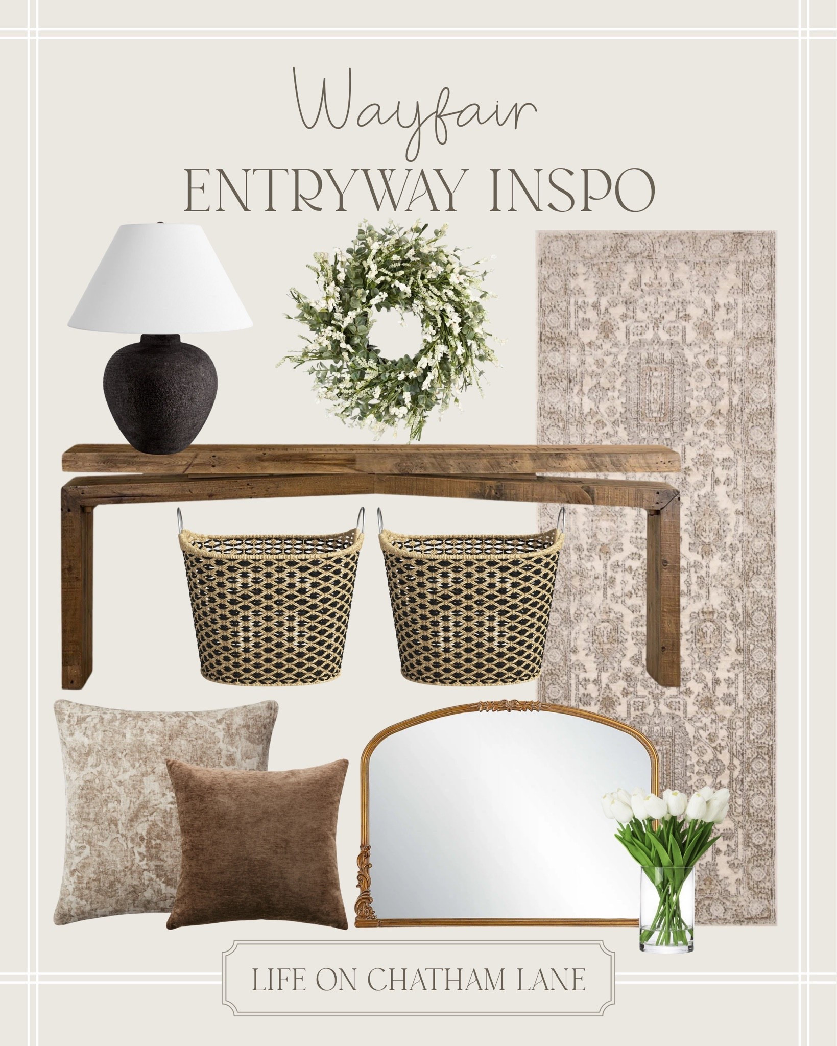 Wayfair entryway inspiration 🤍 Absolutely love these spring elements like this wreath — and these pillows are beautiful! 😍 @Wayfair 

#LTKSeasonal #LTKHome