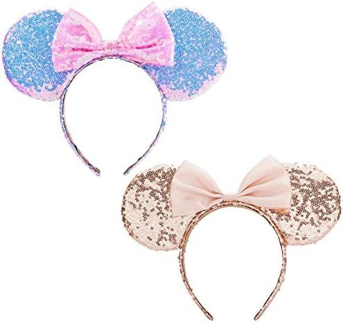 Sparkled Halloween Minnie Ears headband, RAZKO Girls Sequin Halloween Mickey Ears Headband Mouse ... | Amazon (US)