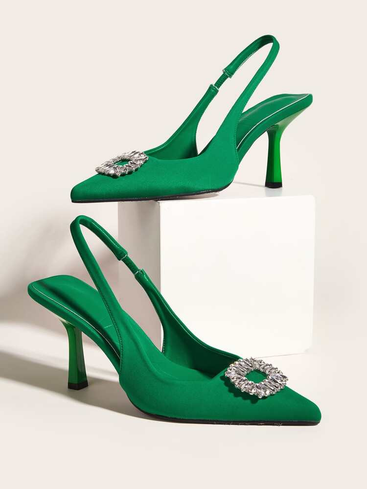 Gemstone Detail Slingback Pumps | SHEIN