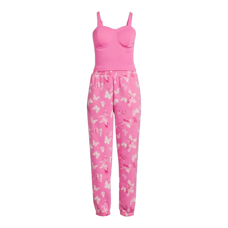 No Boundaries Juniors' Bustier Top and Jogger Pants Set, 2-Piece | Walmart (US)