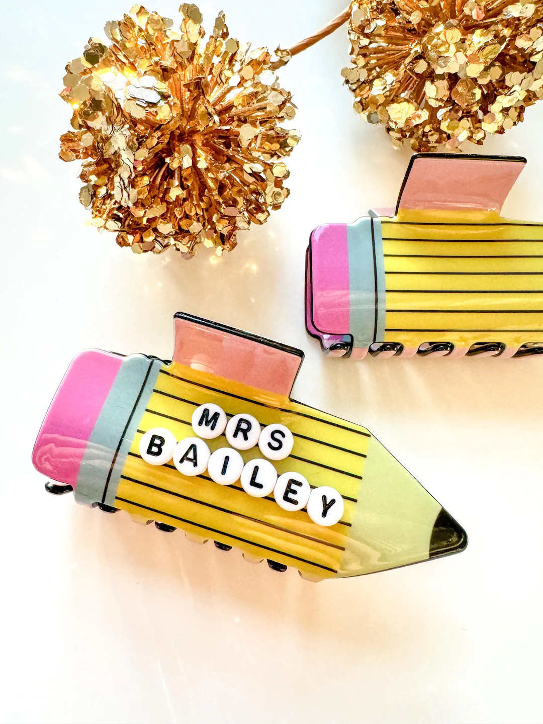 Personalized Teacher Pencil Hair Clip, Pencil Claw Clip, Claw Clip, Teacher Gift, Teacher Appreci... | Etsy (US)