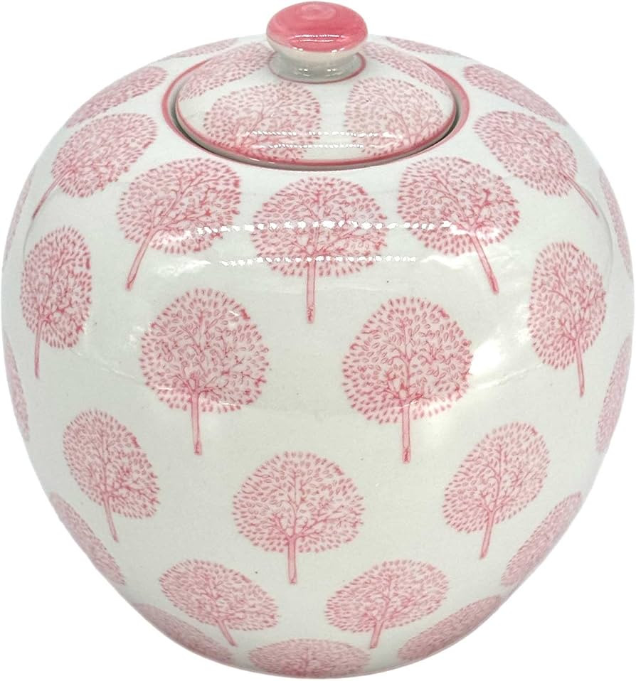 Galt International 8" Pink and White Dandelion Floral Chinoiserie Jar w/Lid- Ginger Jar, Tea Stor... | Amazon (US)