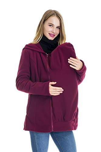 Smallshow Women's Fleece Zip Up 3 in 1 Maternity Baby Wearing Hoodie Sweatshirt Jacket | Amazon (US)