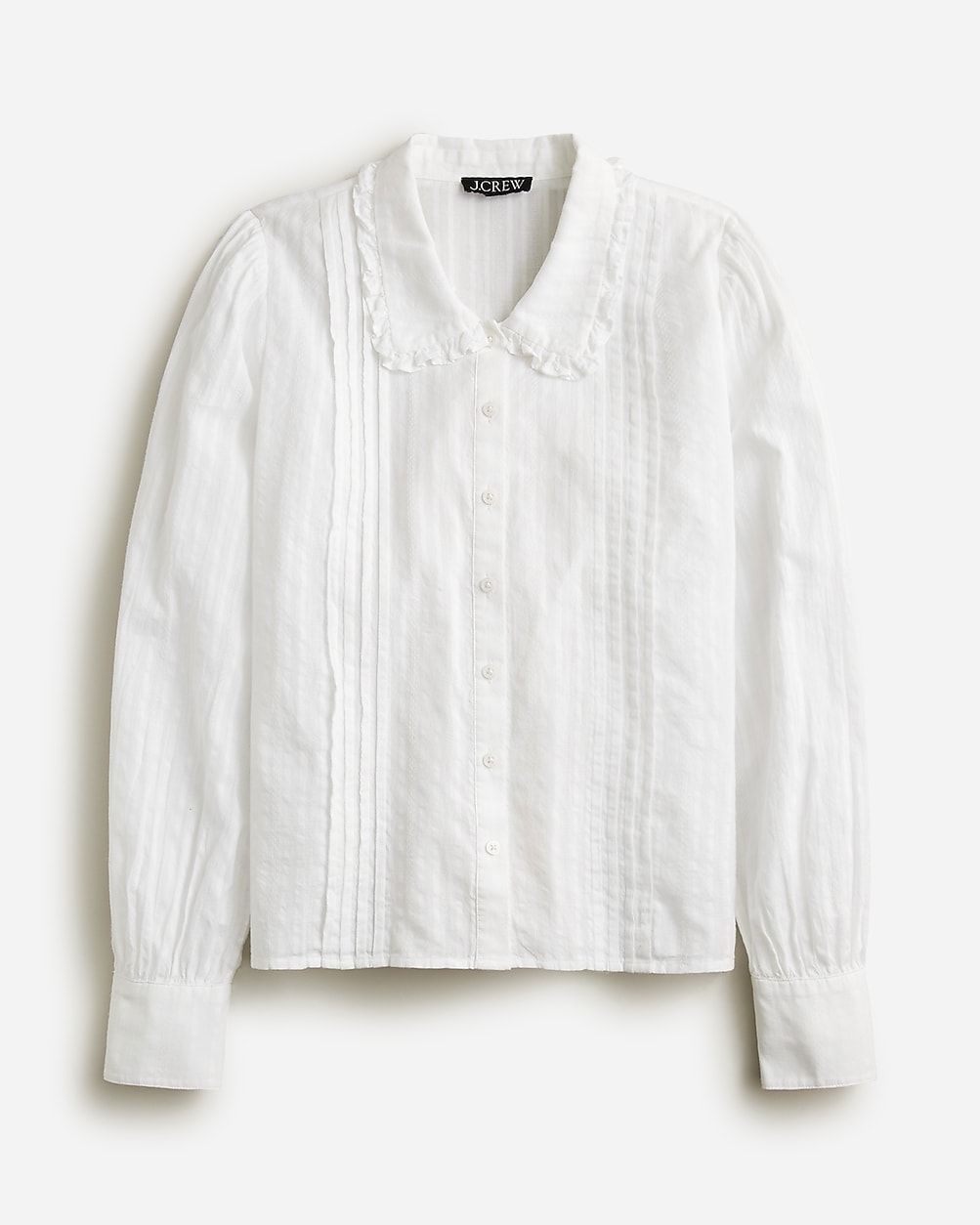 Lace-collar ruffle button-up shirt in cotton dobby | J.Crew US