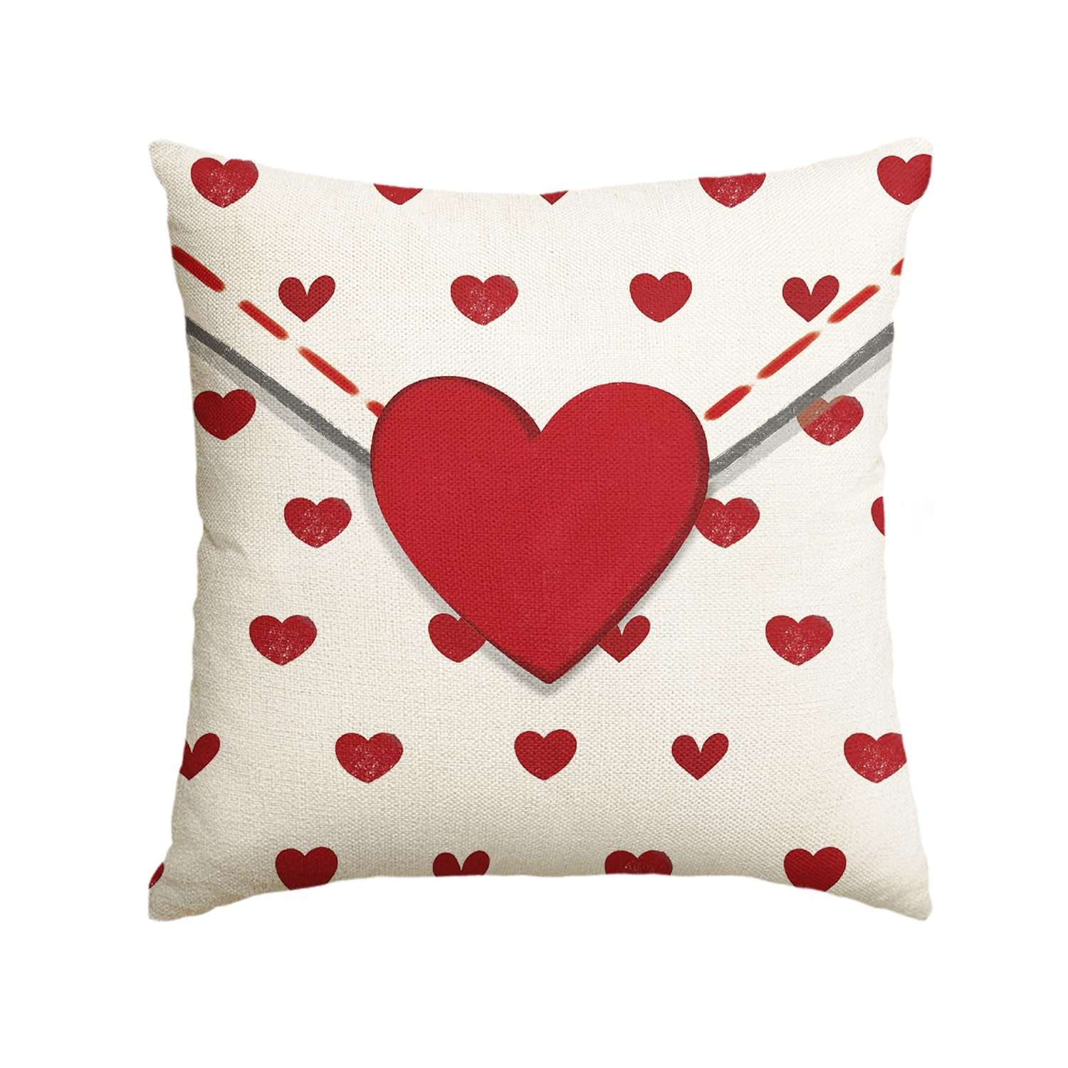 AVOIN colorlife Valentine's Day Love Heart Throw Pillow Cover, 18 x 18 Inch Envelope White Annive... | Amazon (US)