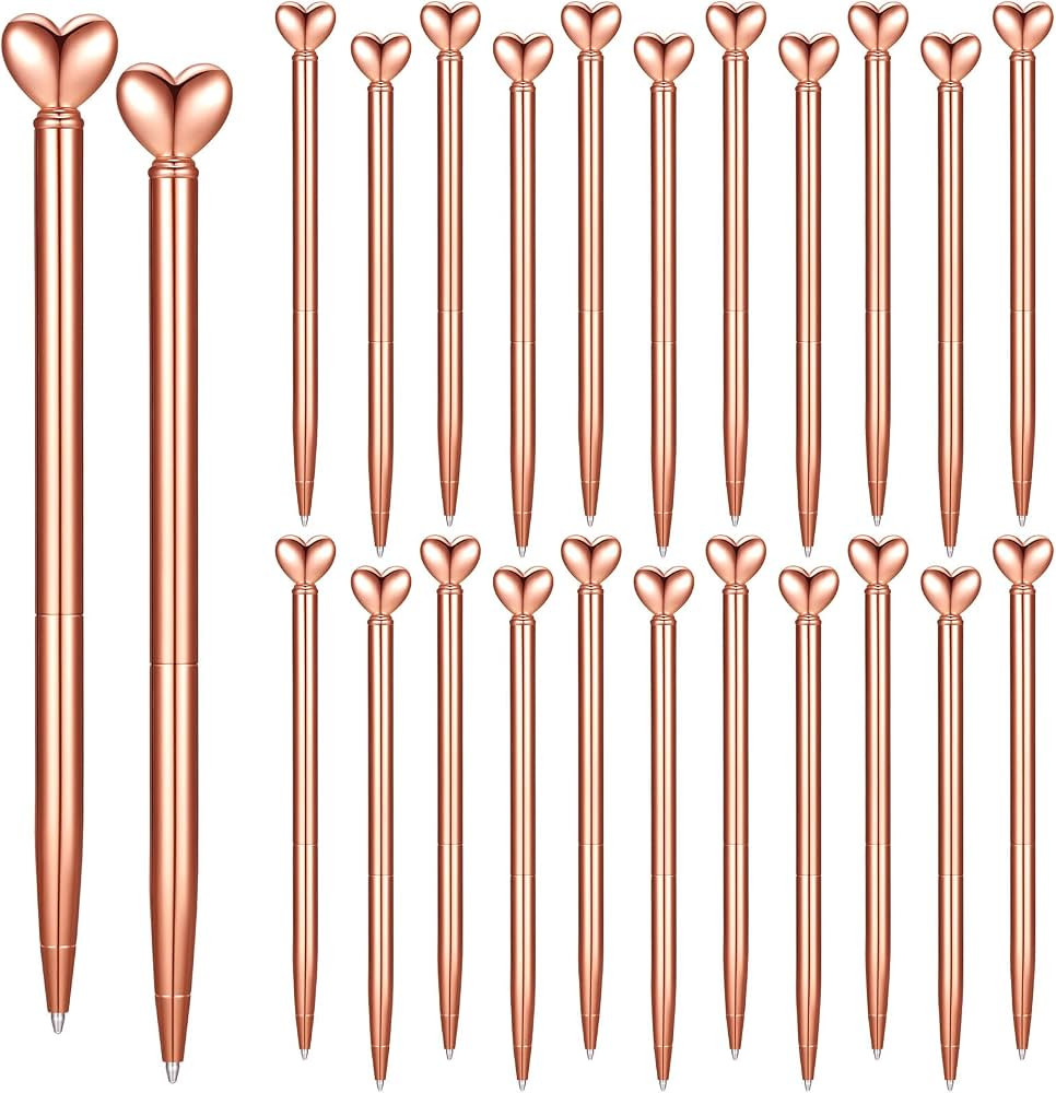 Thenshop 24 Pcs Heart Shaped Pens Retractable Metal Cute Pens 1.0 mm Black Ink Ballpoint Decorati... | Amazon (US)