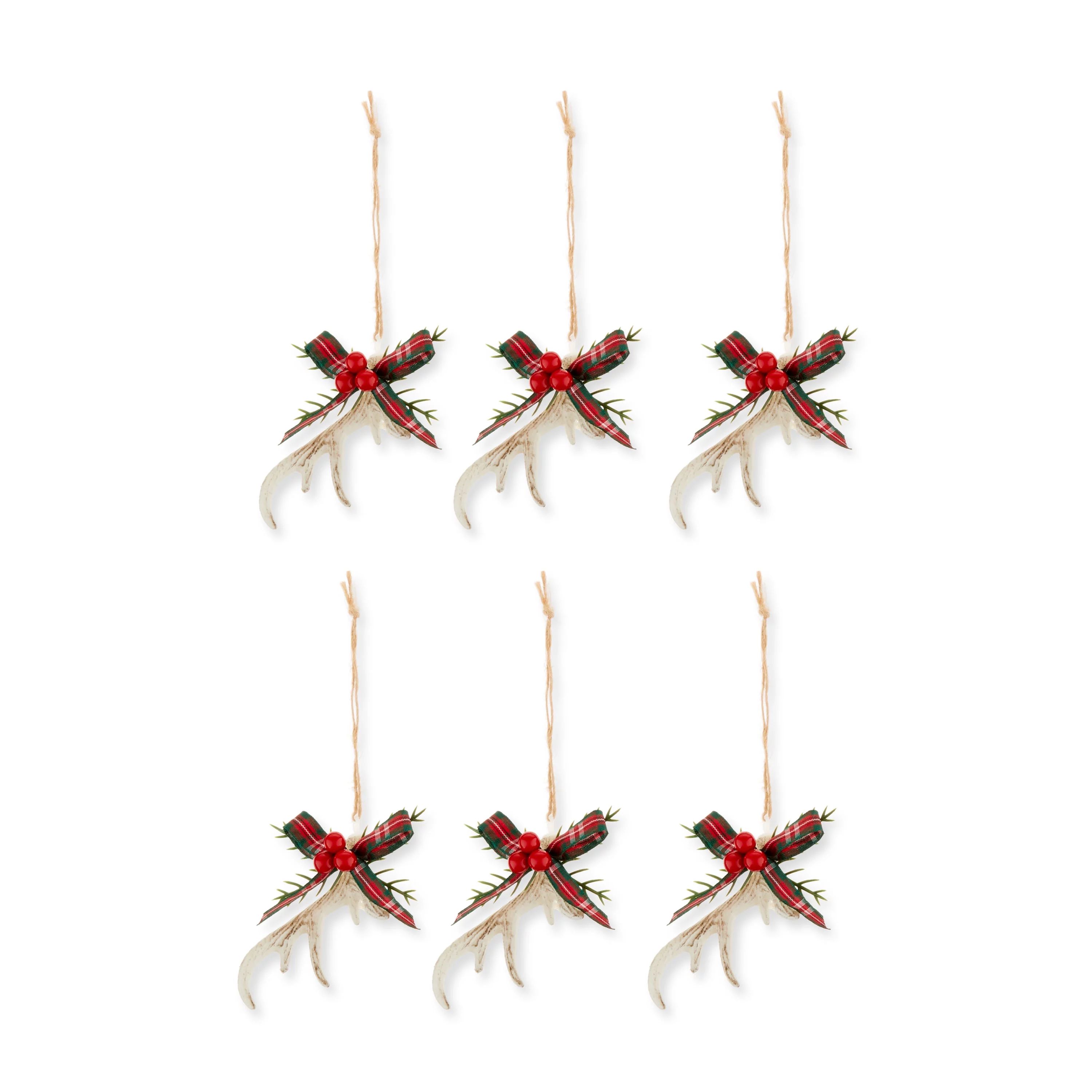 Mini Antique White Antler Christmas Ornaments, 0.5952 lb, 4 Count, by Holiday Time | Walmart (US)