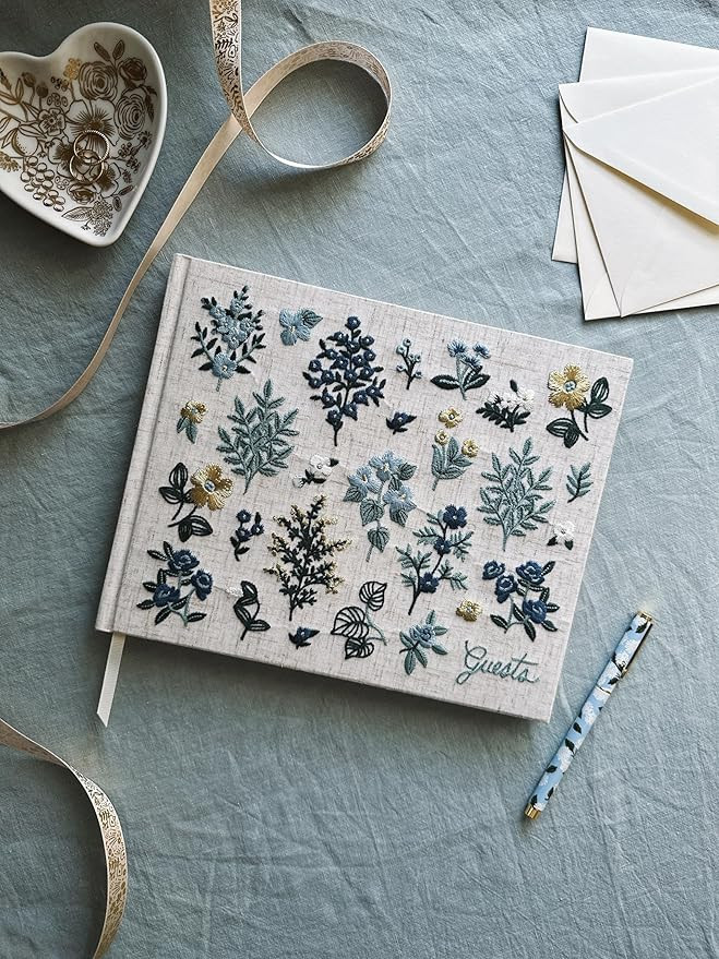 RIFLE PAPER CO. Wildwood Embroidered Fabric Guest Book | Hard Cover Wrapped in Book Cloth & Grosg... | Amazon (US)