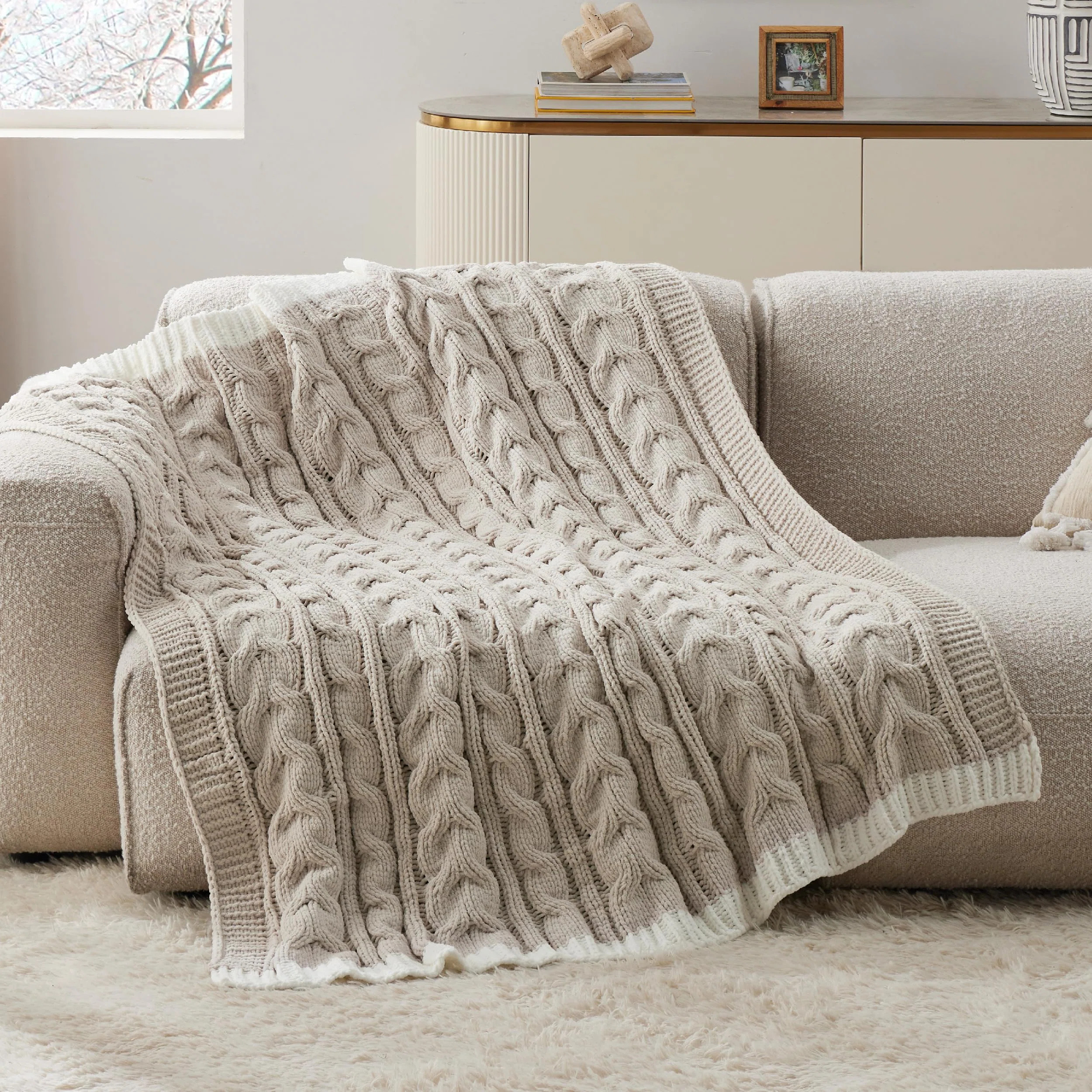 Bedsure Chenille Cable Knitted Throw Blanket For Couch GentleSoft™️ | Wayfair North America
