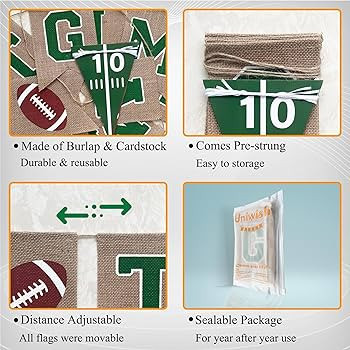 Uniwish Game Time Burlap Banner Football Party Decorations Sports Football Theme Baby Shower Birt... | Amazon (US)