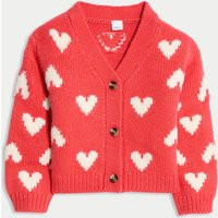 M&S Collection Girls Heart Print Cardigan (0 Mths - 6 Yrs) - 0-3 M - Red Mix, Red Mix | Marks & Spencer (UK)