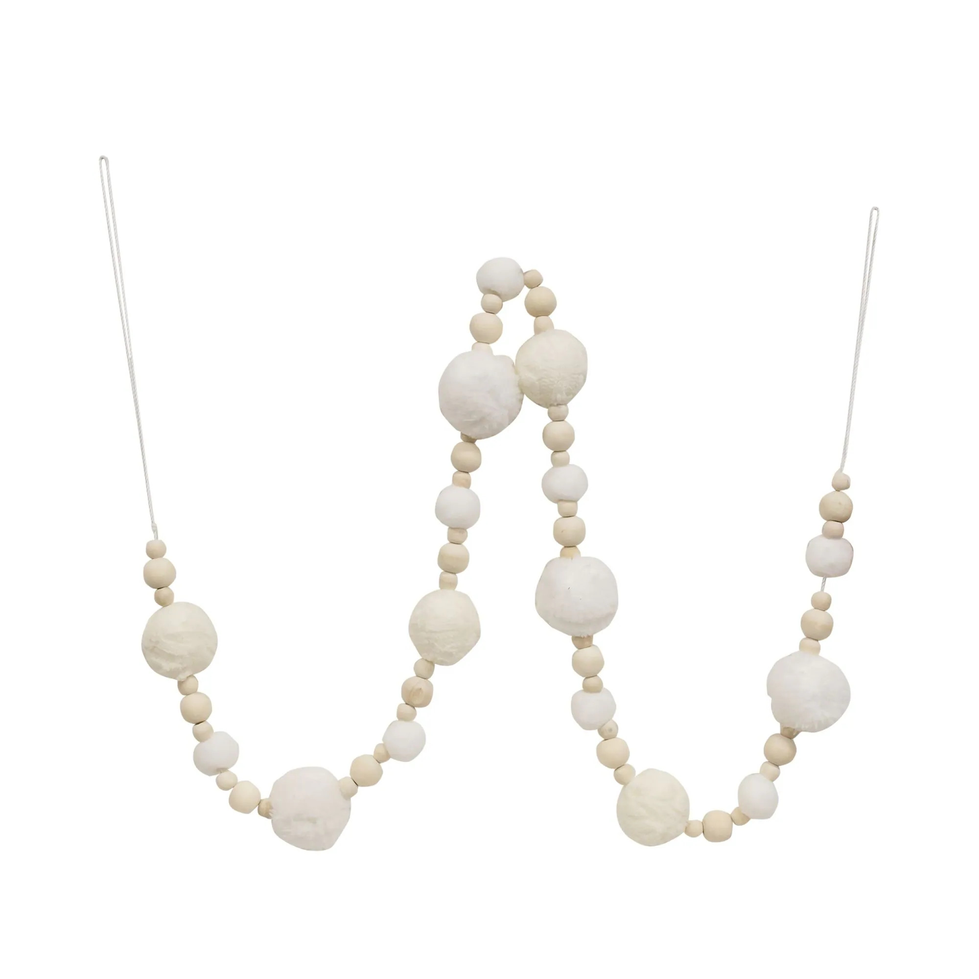 Snowball & Natural Bead Garland - White | Bed Bath & Beyond