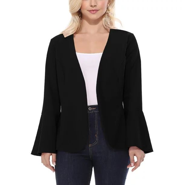 Women's Bell Sleeve Casual Open Front Cardigan Blazer Jacket Made in USA | Walmart (US)