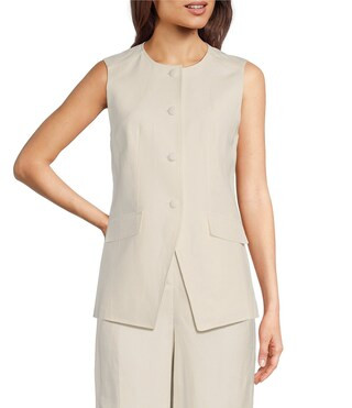 Calvin Klein Linen Blend Button Front Vest | Dillard's | Dillard's