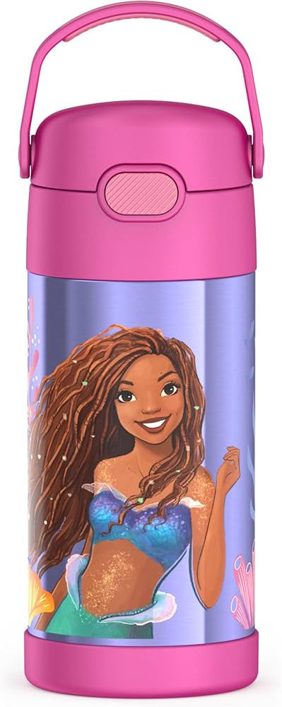 THERMOS FUNTAINER 12 Ounce Stainless Steel Vacuum Insulated Kids Straw Bottle, LITTLE MERMAID | Amazon (US)