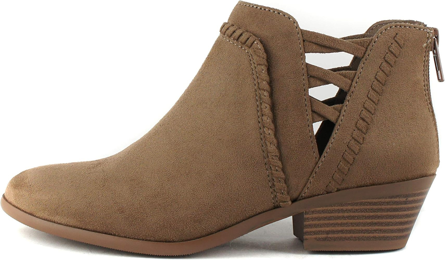 SODA CHANCE Womens Perforated Cut Out Stacked Block Heel Ankle Booties | Amazon (US)