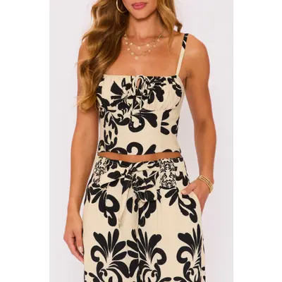 VICI Collection Provence Floral Crop Camisole in Cream Black at Nordstrom, Size Large | Nordstrom
