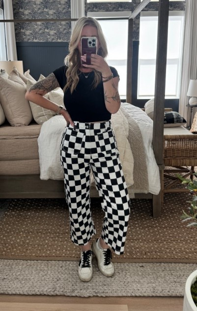 These pants are so fun! They are a designer look for less and fit TTS 

#LTKOver40 #LTKmomlife #LTKootd