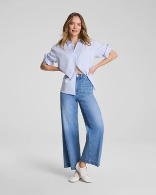 SPANXshape®  Authentic 360 Cropped Wide Leg Jeans with Patch Pockets | Spanx