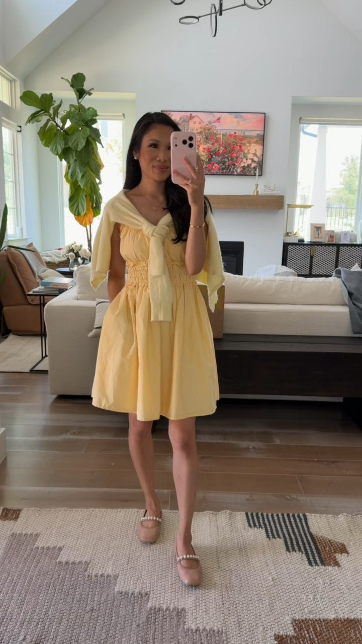 Bra free smocked yellow dress that is perfect for summer! Wearing size XS tall for extra length. It has pockets which I so appreciate! Can be worn with sneakers or flats for a chic look.

#LTKootd #LTKSeasonal #LTKSaleAlert