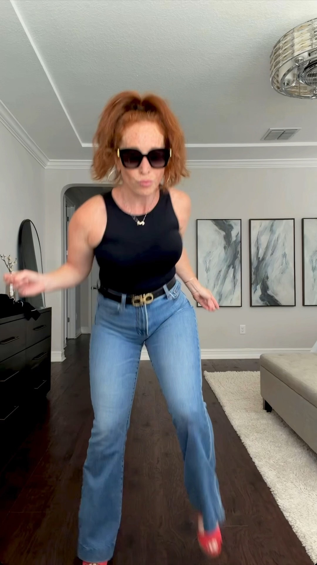 Shirt is a medium, but it’s pretty tight if you like that snatched feel. Size up if you want some more breathing room 😆 Jeans are true to size!

#LTKootd #LTKMidsize #LTKgrwm