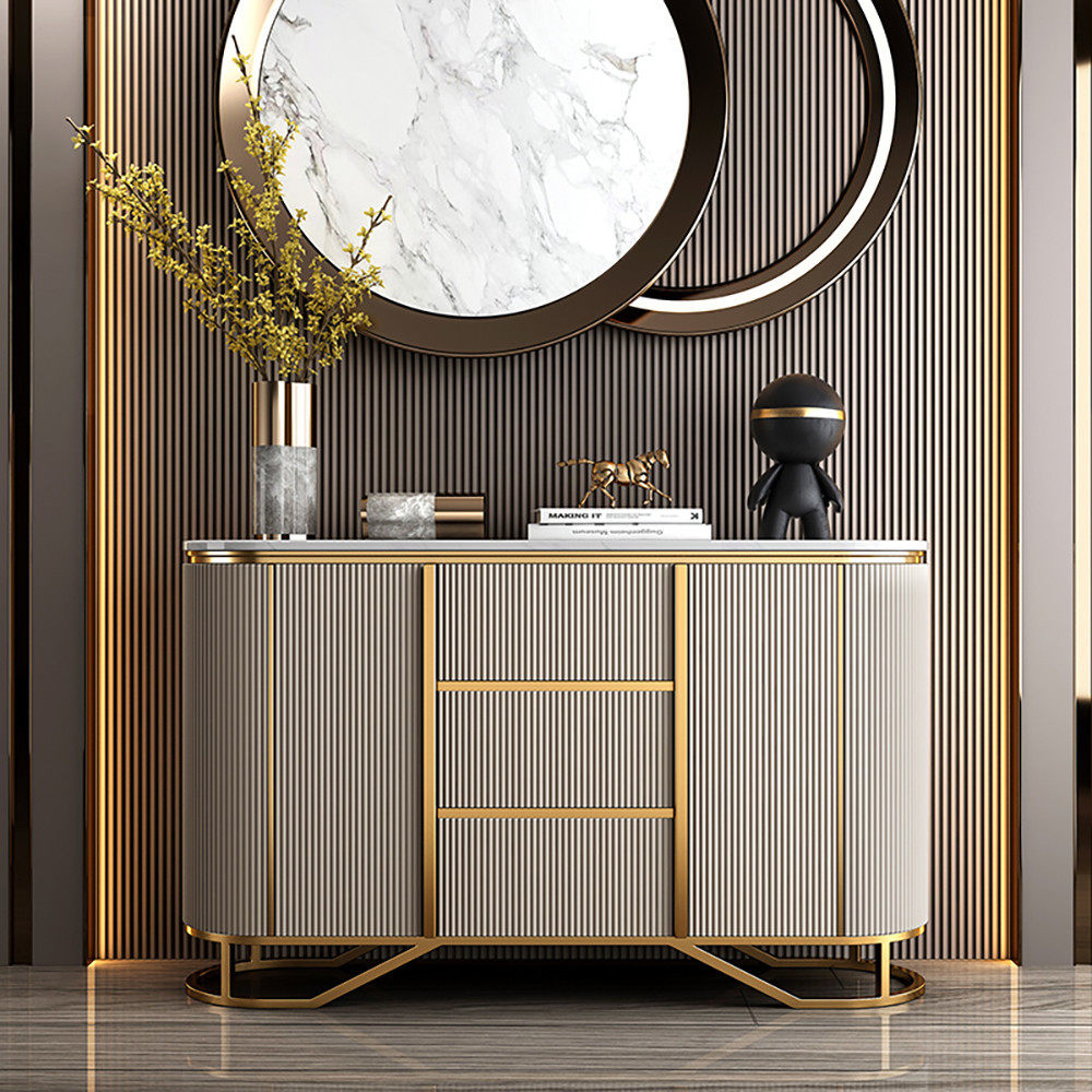 Modern Buffet Faux Marble Top Modern Sideboard with Stainless Steel Base | Homary