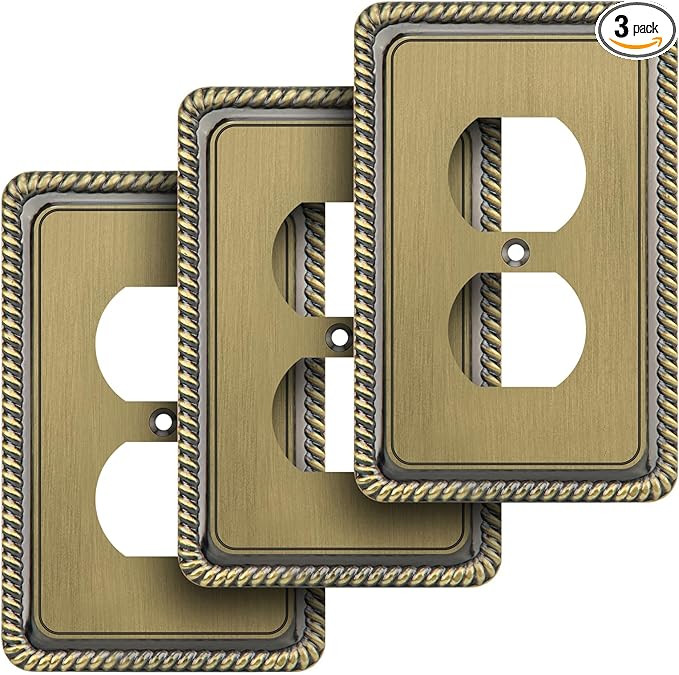 Henne Bery Rope Edge Decorative Wall Plate Switch Plate Outlet Cover (Single Duplex, 3 Pack, Anti... | Amazon (US)