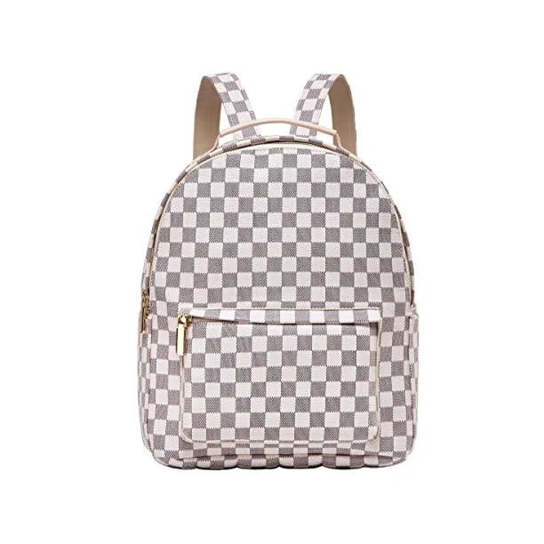 Daisy Rose Checkered Backpack Bag - Luxury PU Vegan Leather- Cream - Walmart.com | Walmart (US)