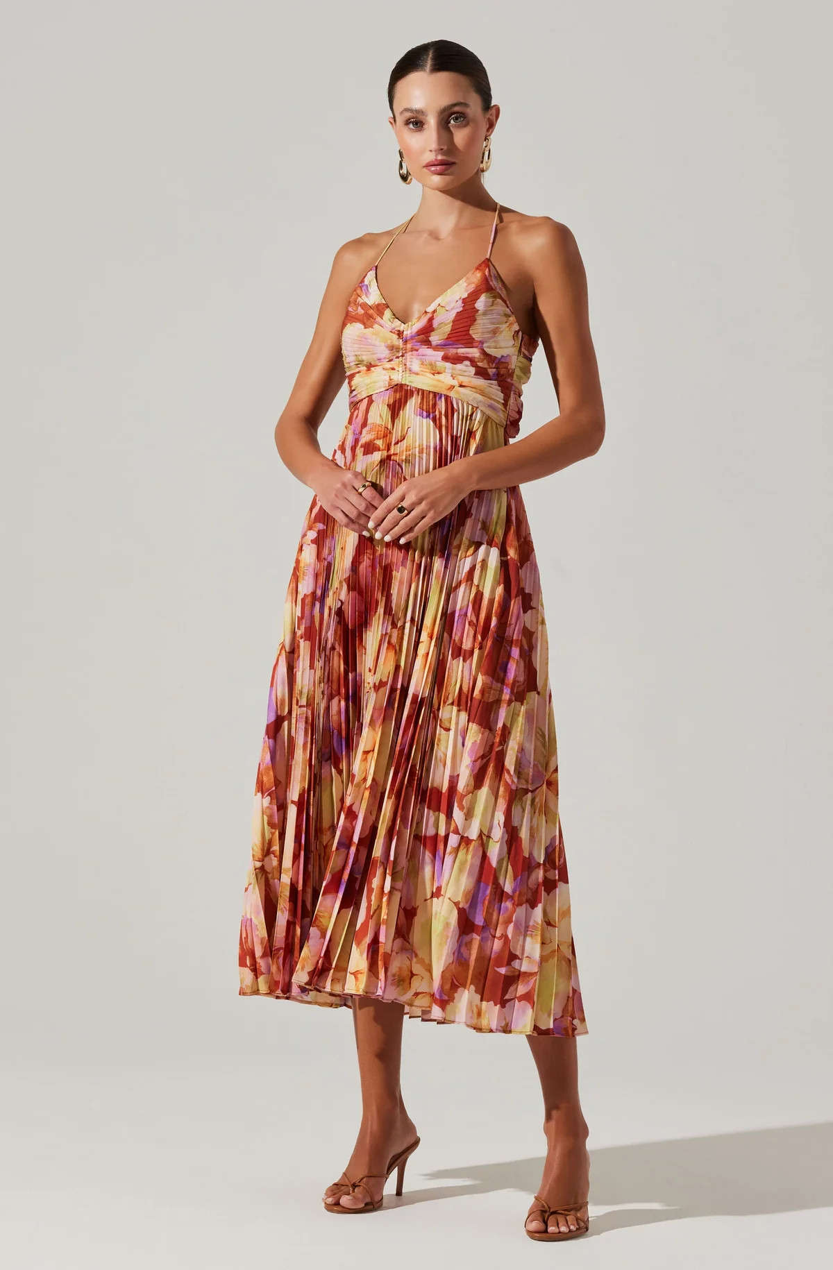 Blythe Floral Plisse Midi Dress | ASTR The Label (US)