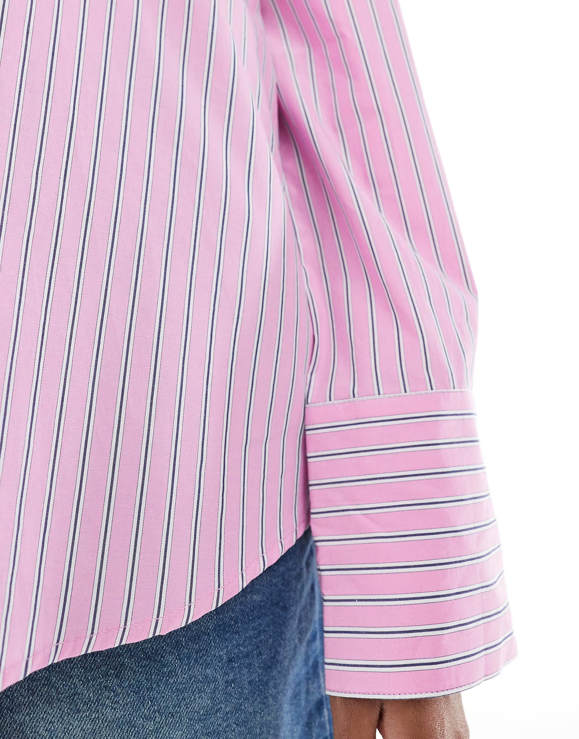 Pimkie collared poplin oversized sleeve shirt in pink stripe | ASOS (Global)