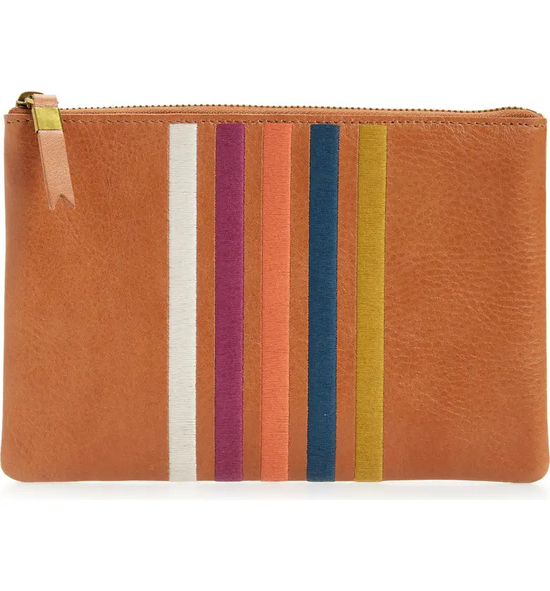 The Leather Pouch Clutch: Embroidered Rainbow Stripes Edition | Nordstrom
