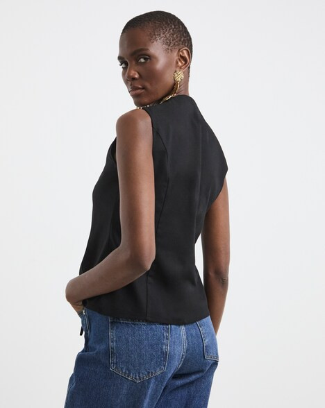 Black Tie Front Linen Mix Waistcoat | JD Williams (UK)