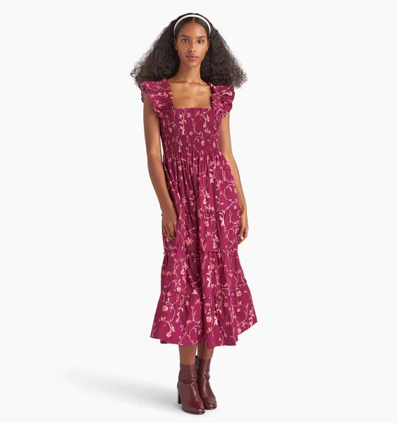 The Ellie Nap Dress - Burgundy Botanical Poplin | Hill House Home