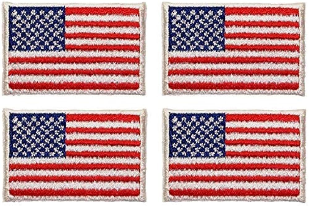 Pack 4 Small US Flag Embroidered Iron on Patch Sew on Patch USA United States of America Flag Pat... | Amazon (US)