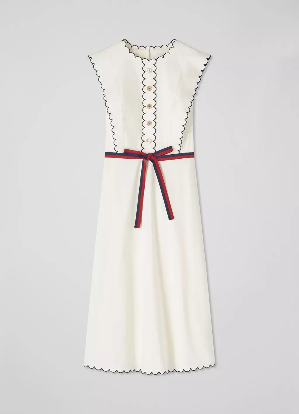 Isabella Cream Cotton Scallop Trim Dress | L.K. Bennett (UK)