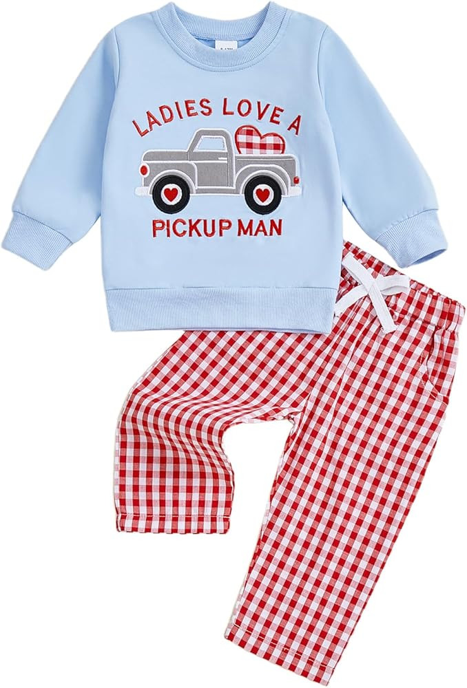 St Patricks Day Baby Boy Outfit Long Sleeve Clover Sweatshirt Striped Pants Toddler Boy Summer Sp... | Amazon (US)
