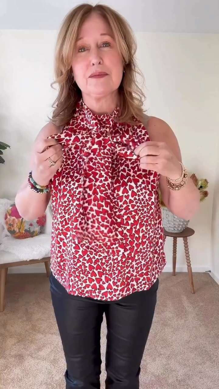 Feeling all the love in this playful halter neck blouse ~ would make a cute valentines day outfit or date night look💕 

 #LTKootd #LTKSeasonal #LTKOver40