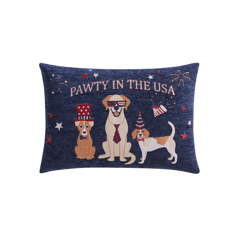 Mainstays 14" x 20" Pawty Pups Navy Patriotic Decorative Pillow | Walmart (US)