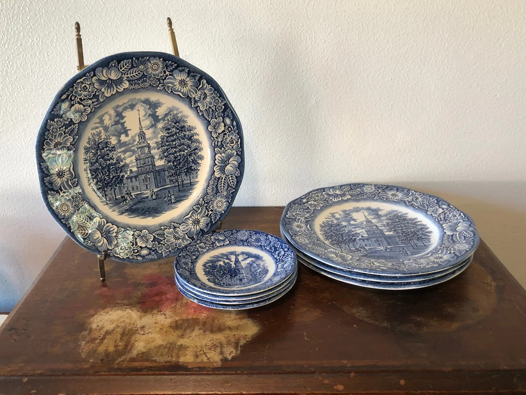 Staffordshire “Liberty Blue” Blue Transferware Dishes YOU PICK Historic Colonial Scenes Blue ... | Etsy (US)