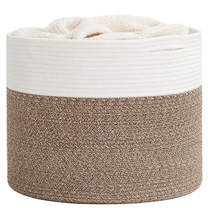 Goodpick Large Cotton Rope Basket 15.8"x15.8"x13.8"-Baby Laundry Basket Woven Blanket Basket Nurs... | Amazon (US)