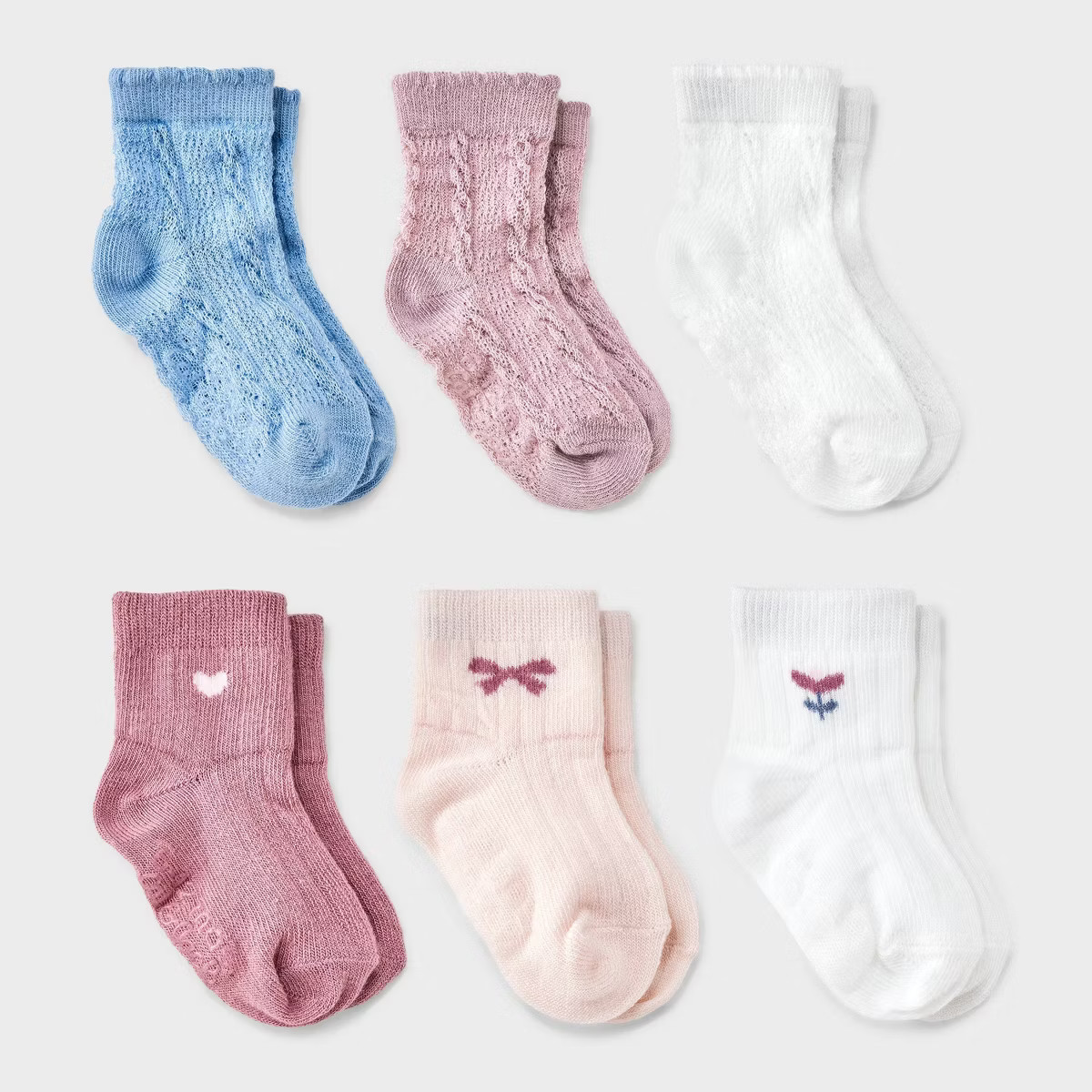 Baby Girls' 6pk 'Tulip' Low-Cut Socks - Cat & Jack™ 12-24M: Midweight Knit, Rib Cuffs, Classic ... | Target